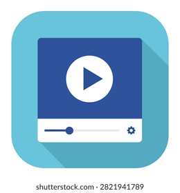 Modern video player application icon featuring play button interface suitable for multimedia streaming entertainment digital platforms mobile software web services and user interface design resources