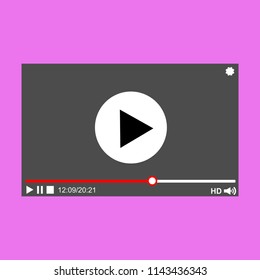 Modern video player design template for web and mobile apps flat style. Vector illustration