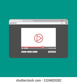 Modern video player design template for web and mobile apps flat style. Vector illustration