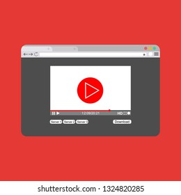 Modern video player design template for web and mobile apps flat style. Vector illustration