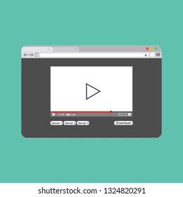 Modern video player design template for web and mobile apps flat style. Vector illustration