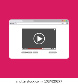 Modern video player design template for web and mobile apps flat style. Vector illustration
