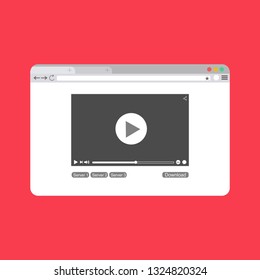 Modern video player design template for web and mobile apps flat style. Vector illustration