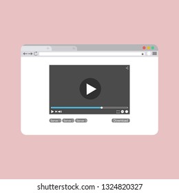 Modern video player design template for web and mobile apps flat style. Vector illustration