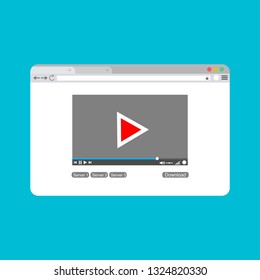 Modern video player design template for web and mobile apps flat style. Vector illustration