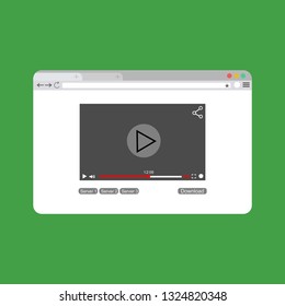 Modern video player design template for web and mobile apps flat style. Vector illustration