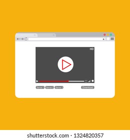 Modern video player design template for web and mobile apps flat style. Vector illustration