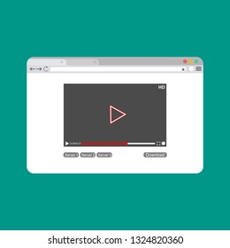 Modern video player design template for web and mobile apps flat style. Vector illustration