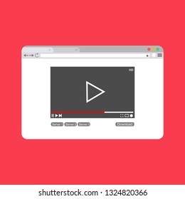 Modern video player design template for web and mobile apps flat style. Vector illustration
