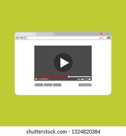 Modern video player design template for web and mobile apps flat style. Vector illustration