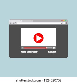 Modern video player design template for web and mobile apps flat style. Vector illustration