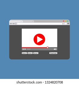 Modern video player design template for web and mobile apps flat style. Vector illustration