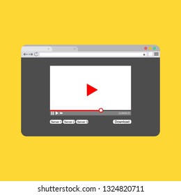 Modern video player design template for web and mobile apps flat style. Vector illustration