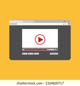 Modern video player design template for web and mobile apps flat style. Vector illustration