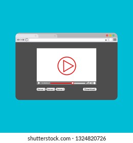 Modern video player design template for web and mobile apps flat style. Vector illustration