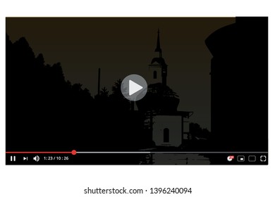 Modern video player design template for web and mobile apps flat style. Online video watching conecpt. Vector