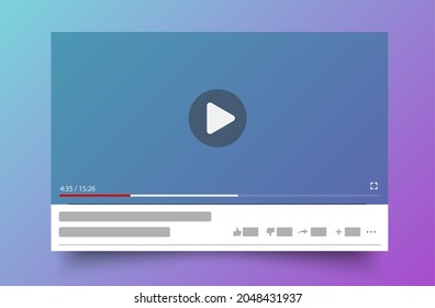 Plantilla moderna de diseño de reproductor de vídeo para aplicaciones web y móviles de estilo plano. Ilustración del vector
