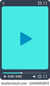 Modern video player interface with play button, progress bar, and controls, ideal for media app or website design.