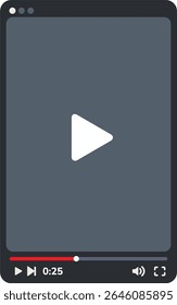 Modern video player interface with play button, progress bar, and controls, ideal for media app or website design.