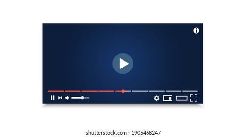 Modern video player template in flat style. Video player layout for mobile applications and internet sites
