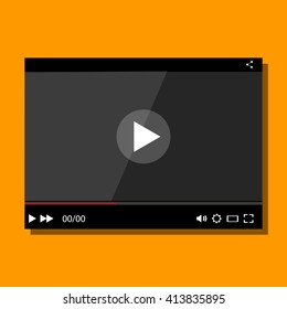 Modern video player for web on background. Vector illustration