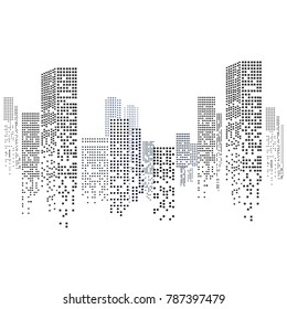 Modern View of Cityscape Silhouette Isolated on White Background in Flat Design. Vector Illustration