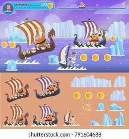 Modern Viking Adventure Game Interface Template Illustration