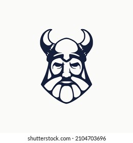 Modern viking face icon logo design inspiration template