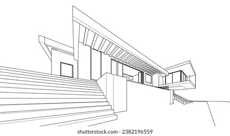 Moderne Villa Architektur 3D Rendering