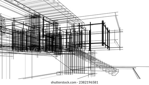 Modern villa architectural 3d rendering