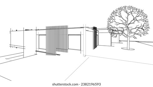 Modern villa architectural 3d rendering