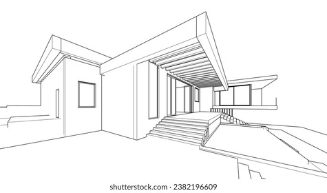 Modern villa architectural 3d rendering