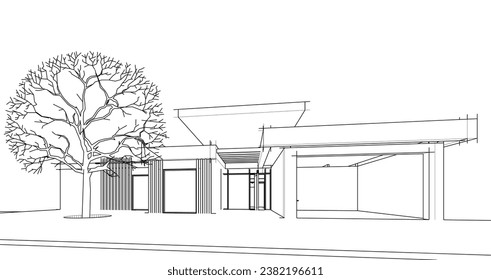 Modern villa architectural 3d rendering