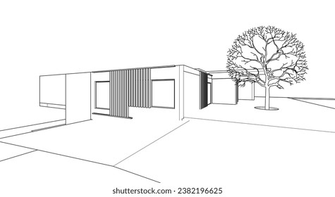 Modern villa architectural 3d rendering