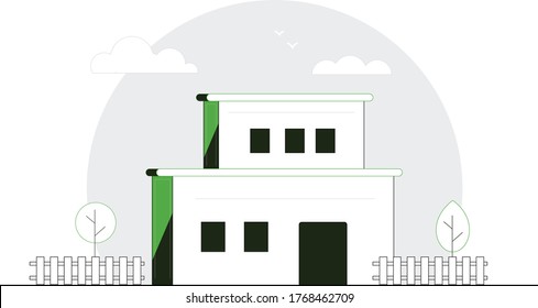 Modern Villa- House Flat Illustration