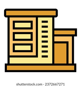 Modern villa icon outline vector. Cottage building. Real estate color flat