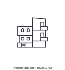 Modern Villa linear icon concept. Modern Villa line vector sign, symbol, illustration.