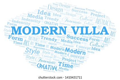 Modern Villa word cloud. Wordcloud made with text only.
