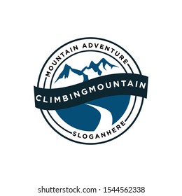 Modern Vintage ,Badge Mountain illustration, outdoor adventure logo design inspiration