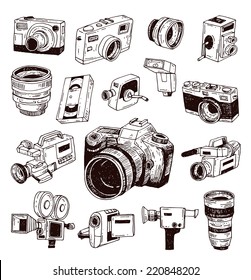 modern and Vintage camera icon set, vector illustration