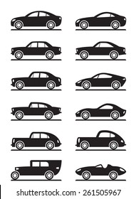 Modern and vintage cars - vector illustration