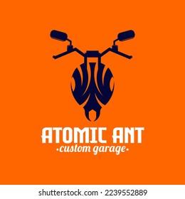 modern vintage classic classy retro creative unique clean minimalist hipster combination vector of atomic ant and handle bar good for motorcycle repair shop or custom garage logo design