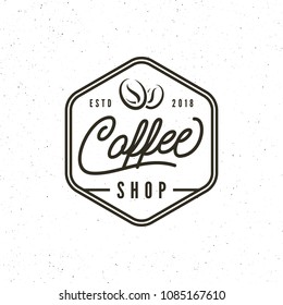 modern vintage coffee shop label. retro styled emblem, badge, design element, logotype template. vector illustration