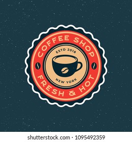 modern vintage coffee shop label. retro styled emblem, badge, design element, logotype template. vector illustration