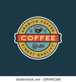 modern vintage coffee shop label. retro styled emblem, badge, design element, logotype template. vector illustration