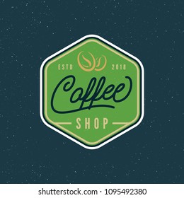 modern vintage coffee shop label. retro styled emblem, badge, design element, logotype template. vector illustration