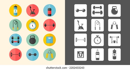 Modern and vintage color of Sport and Fitness Icons Set vector design. Fitness and Workout Line Icons. Editable Stroke. Pixel Perfect. For Mobile and Web. Vector eps 10.