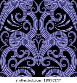 Modern vintage damask seamless pattern. Striped abstract beautiful flowers, swirls, leaves. Vector ornamental patterned ethnic style oriental ornaments. Creative ornate design for wallpapers, fabric