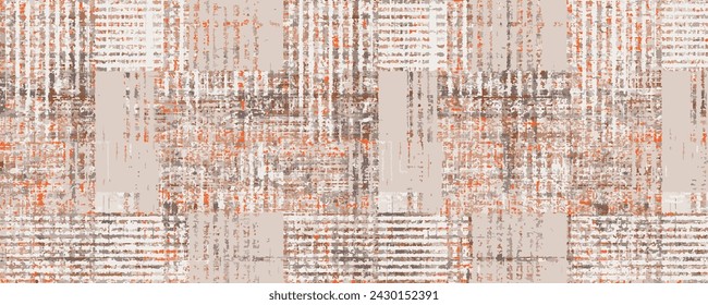 Modern vintage effect fabric texture print rug tye die retro rug, flooring, weaving pattern Plaid check design for carpet,  blanket digital weaving Ikat boho vintage vintage decor textile design .