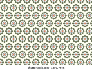 Modern and vintage flower pattern on light yellow background. Retro blossom pattern for design.